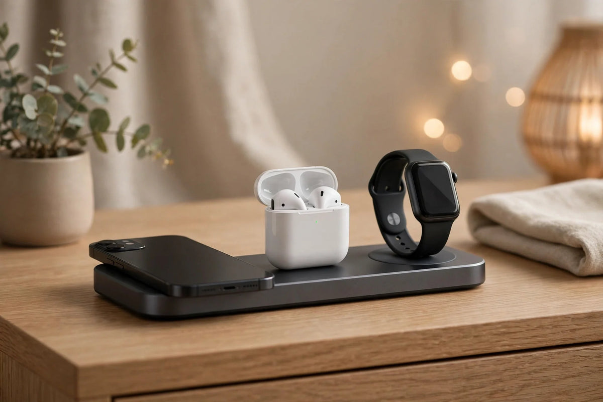3-in-1 wireless charging dock for phone earbuds and watch