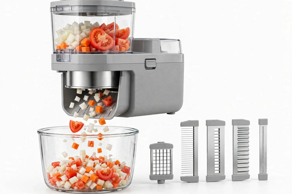 5-in-1 interchangeable blades with fresh vegetables