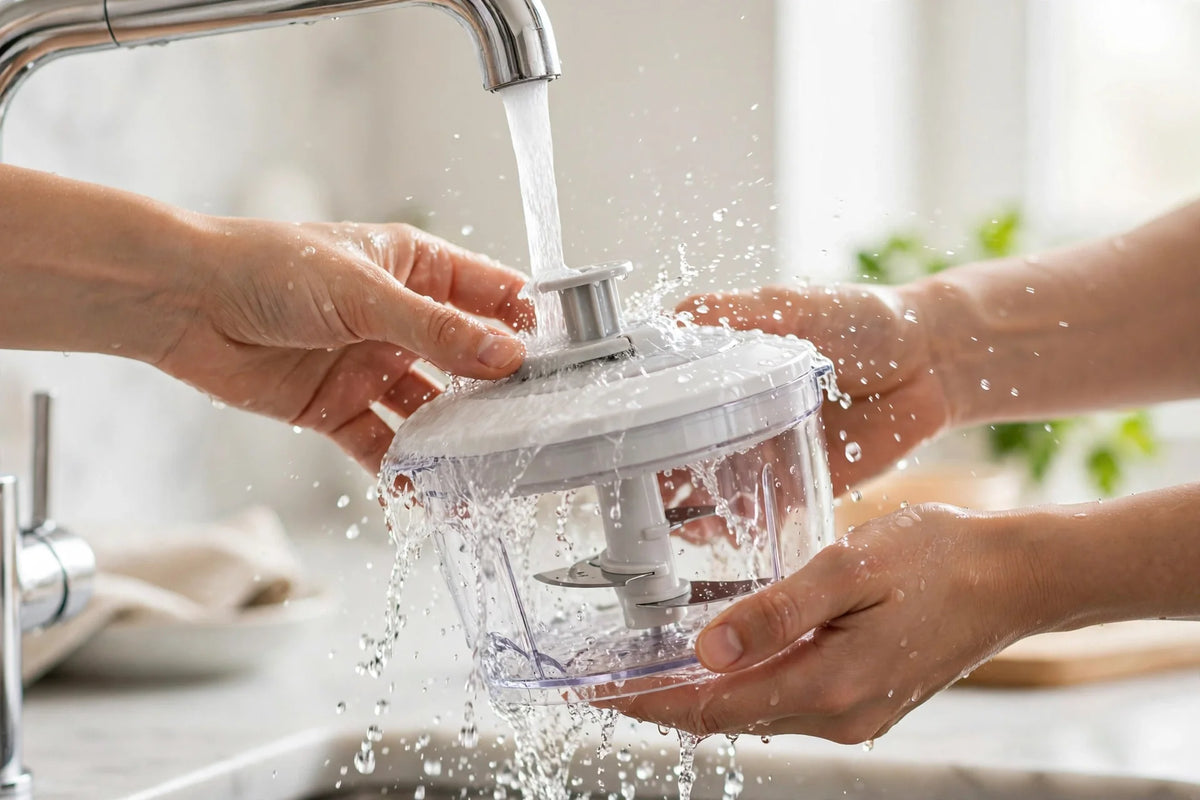 Easy to clean vegetable chopper under running water